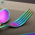 thumbnail image 6 of Deago 4pcs Rainbow Color Flatware Set Dinner Steak Knives Forks Spoons Teaspoons Cutlery Set Service for 1 (Colorful), 6 of 8