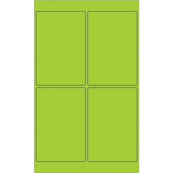 Tape Logic Rectangle Laser Label,4x6",GrnPK400 LL186GN