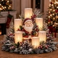 thumbnail image 3 of Christmas Lighted Centerpiece with Flameless Candle Glow, Light Up Santa Table Decoration, Outdoor Solar Lights for Yard with Pine Branches, 3 of 8