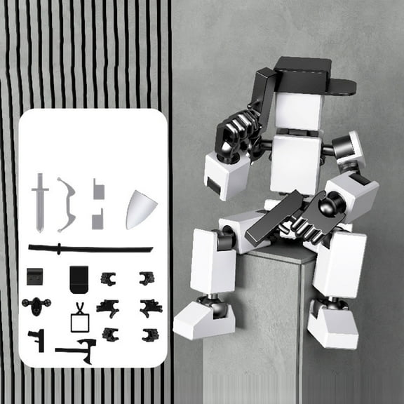 YOHAVEN Action Figure DIY Movable Joint Doll Kit, Cool Collectible Figurine with 3 Hand Gestures 4 Accessories 6 Weapons for Desk Shelf Office Home Decor