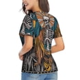 thumbnail image 3 of Xecao Coffee-Drinking Skull for Women's V-Neck T-Shirts-Elegant Half-Sleeve Tops Perfect for Summer-3X-Large, 3 of 5