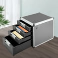 thumbnail image 5 of 4 Layers Desktop Drawer Organizer Books File Locking Storage Cabinet for Home Office,12.4*13.8* 11.7in, 5 of 18