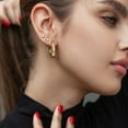 thumbnail image 3 of Lancharmed Gold Plated Earrings for Womens,Irregular Geometric Circles Earring Valentines Gifts, 3 of 7
