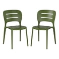 thumbnail image 2 of WestinTrends Playa Outdoor Modern Stackable Plastic Patio Dining Side Chairs (Set of 2), Olive Green, 2 of 16