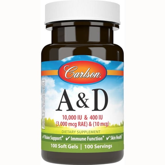 Carlson Vitamin A & D, 100 Soft Gels
