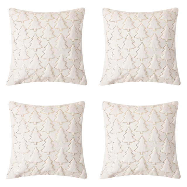Fundas Almohada Navidad Funda Felpa Suave Cojín para Sofá () Blanco