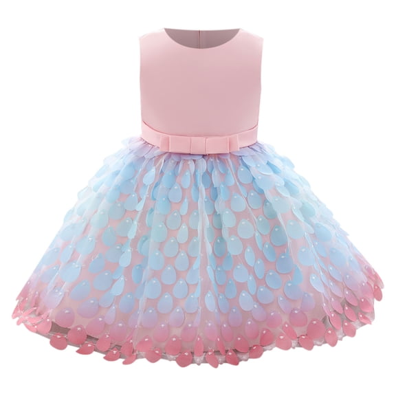 Odeerbi Girls Dresses Flower Girl Dress Toddler Temperament Bowknot Cute Mermaid Beading Birthday Party Gown
