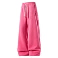thumbnail image 2 of Iaqnaocc Mens sweatpants Baggy Casual Gym Wide Leg Elastic Drawstring Waist Fashion Big and Tall Open Bottom Sweat Pants Pink L, 2 of 4