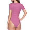 thumbnail image 4 of Naloa Pink Gingham Women's Short-Sleeved Onesie, One-Piece Swimsuit for Parties, dates, clubs - Small, 4 of 9