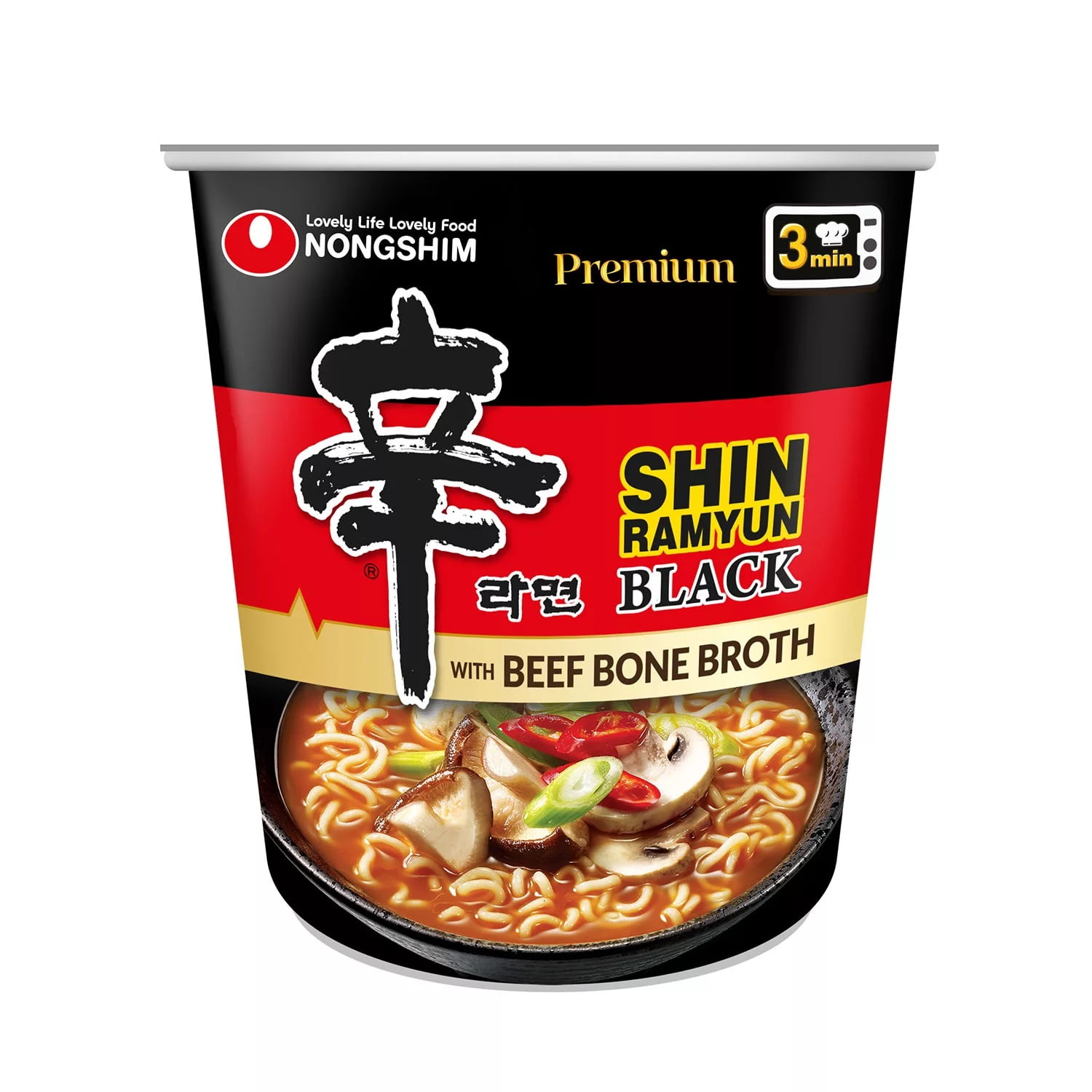Nongshim Shin Black Spicy Beef & Bone Broth Premium Ramen, 3.5 Ounce (Pack of 8)