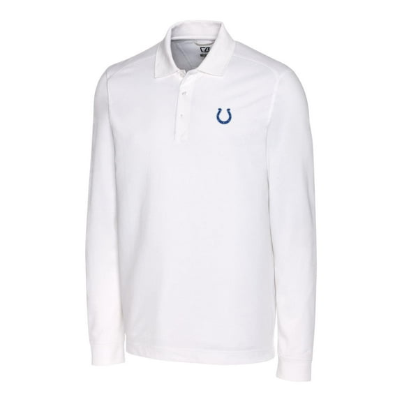 Men's Cutter & Buck White Indianapolis Colts Advantage Long Sleeve Polo
