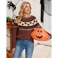 thumbnail image 2 of Cogild Sweaters for Women Halloween Sweater Fair Isle Knit Black Cat Pumpkin Crew Neck Pullover Fall Top, 2 of 9
