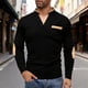 thumbnail image 1 of pstuiky Camisas de invierno de manga larga para hombre, Blusa/camiseta informal y moderna de color liso con cuello en V, manga larga y bolsillos abotonados para hombre salir tops l, 1 of 4