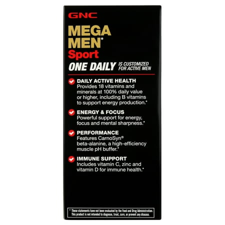 GNC Mega Men Sport One Daily Multivitamin, 60 Tablets, Multivitamin and Multimineral Support for Active Men