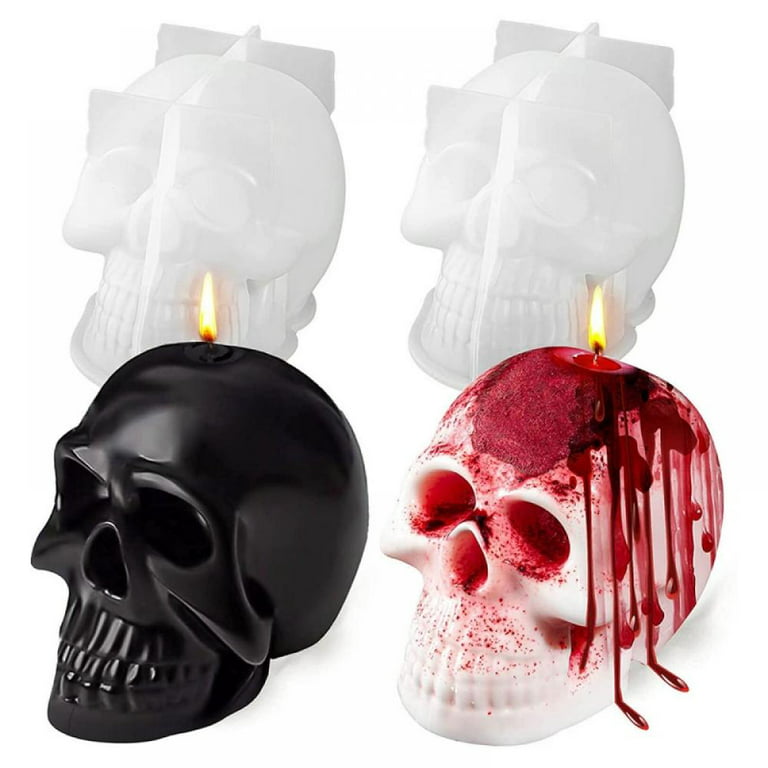  Candle Molds for Candle Making, Lantsang 3D Skull Shape  Silicone Molds Candle for Making Aromatherapy Beeswax Candle Soap Lotion  Bar Crayon Wax Melt Polymer Clay Cake Decorating Tool