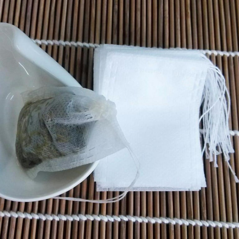 Topwoner 100pcs Tea Filter Bags, Disposable Tea Bags for Loose Leaf Tea, Drawstring Empty Tea Infuser, ea Steeper Natural Wood Pulp Paper Material
