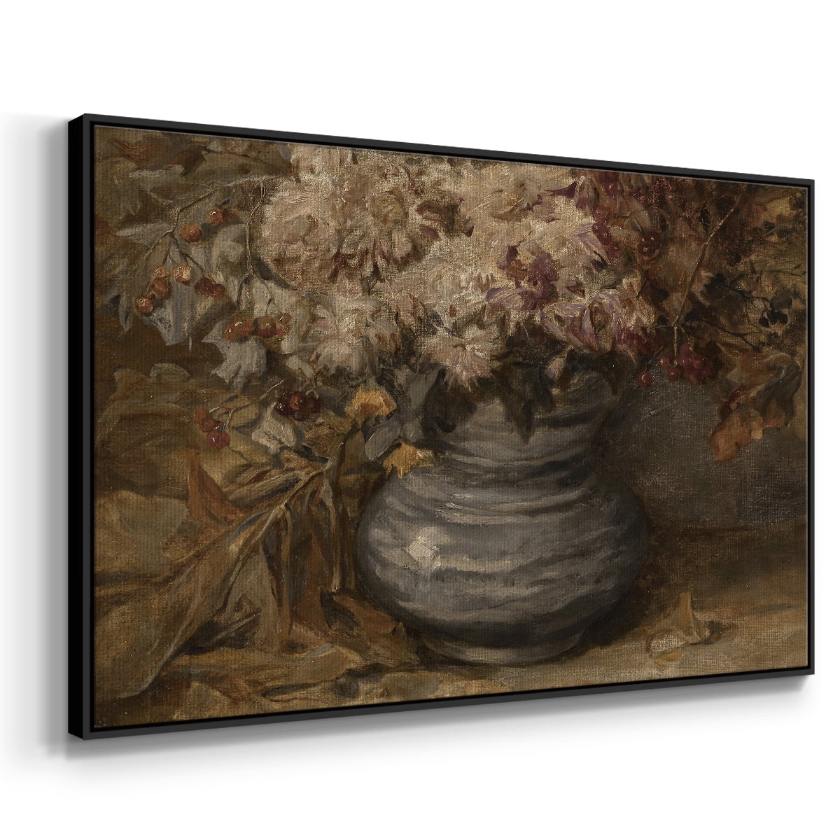 Vintage Botanical Print-LXV By Wexford Home Framed in Black Wood Gallery Wrapped Canvas 27 in. x 41 in.