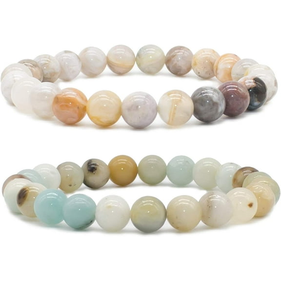 Natural Gem Semi Precious Reiki Healing Crystals Handmade 8mm Round Beads Stretch Bracelet
