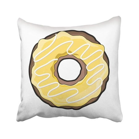 ARTJIA Donut With Yellow Icing For Cafes Restaurants Coffee Shops Catering Design For Booklet Pillowcase Pillow Cover 16x16 (Cafe Best Of Coffee Shop Design)