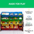 thumbnail image 4 of Humble Crew Child Basement Storage 4-Tiers Plastic Dimensions: 42" W x 11" D x 31" H Toy Storage Organizer with 16 Storage Bins, Holds up to 20 lb Per Shelf, Brown, 4 of 10
