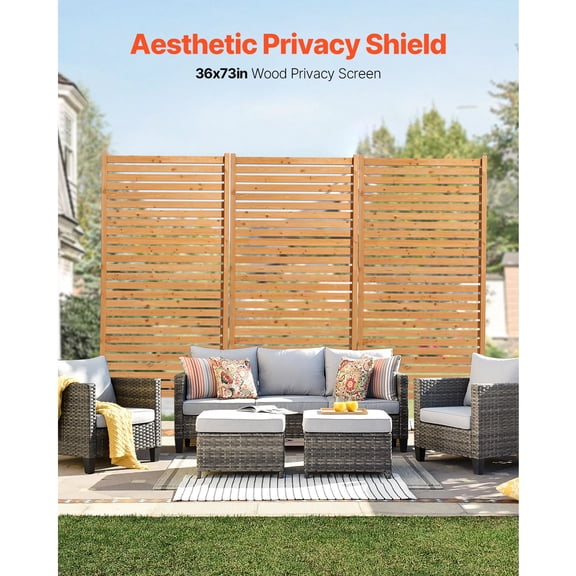 Wooden Privacy Screen,36"Wx76"H Outdoor Privacy Screen,Freestanding Wood Privacy Panel with Stand,Decorative Patio Privacy Screen,Outdoor Divider for Balcony Patio Lawn Garden