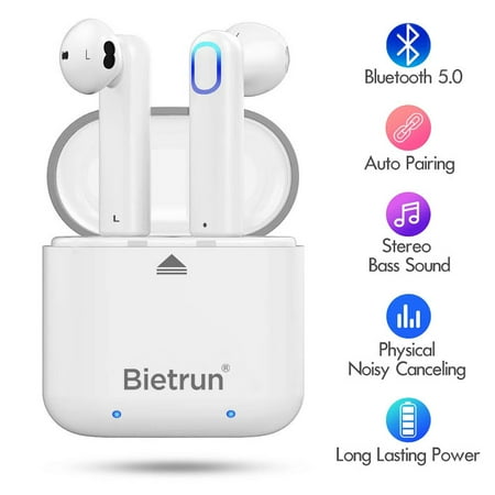 Bluetooth Smart Beacon Bluetooth Wireless Earbuds, Update Bluetooth 5.0 Wireless Headphones with Built-in Mic and Charging Case, Hands-free Calling Sweatproof In-Ear Headset Earphone Earpiece for iPhone/Android Smart Phones ()