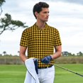 thumbnail image 3 of Fotbe Retro Yellow and Black Houndstooth Pattern Men’s Golf Polo Shirt – Breathable Performance Golf Shirt with Button-Down Collar-Large, 3 of 6
