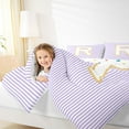 thumbnail image 4 of Feelyou Chic Purple Stripes Bedding Comforter Set for Child, Dreamy Initial R Letter Twin Comforter Sets, Kawaii Cartoon Theme Reversible Bedding Set, Ultra Soft Bedroom Decor, 2pcs, 4 of 8