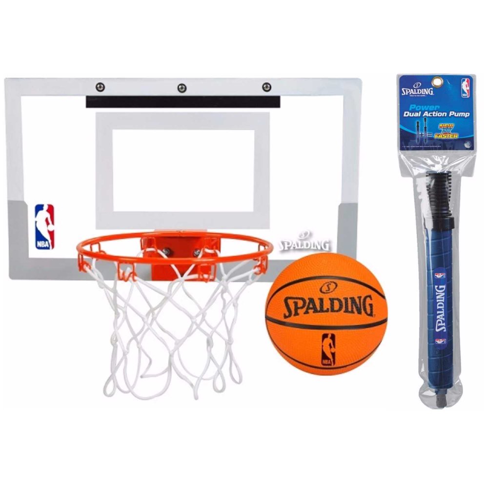 Spalding NBA Slam Jam OverTheDoor Mini Basketball Hoop Set and 12