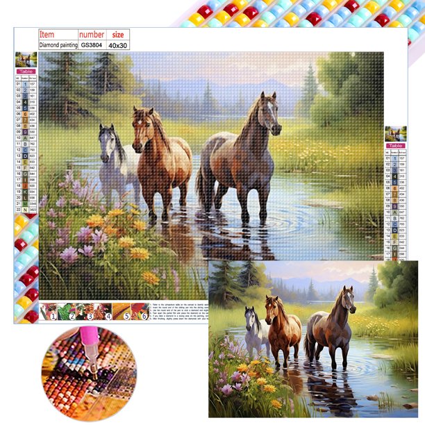 GS3804 Lleno Diamantes Caballos Del Serie Resina Cuadrada 40*30CM