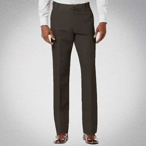 CQONEPT Mens Dress Pants Office Slacks Loose Fit Straight Leg Pant Business Work Lightweight Trousers with Pockets Coffee M
