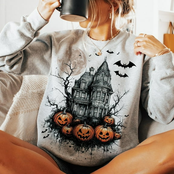 Vintage Halloween Sweatshirt, Halloween Scene Sweatshirt, Halloween Bats Sweatshirt, Spooky Season Sweatshirt, Retro Halloween, Halloween Pumpkin Sweatshirt, Digital Download