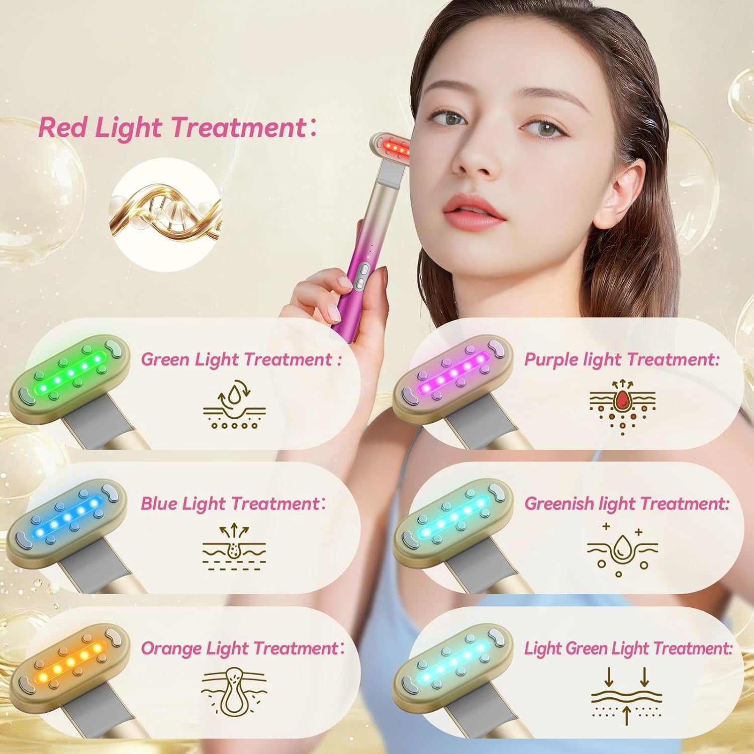 7-Color LED Light Therapy Eye Equipment, Under Eyes Face Red Light Therapy Massager, Micro-current Red Light Eye Massager Reduce Dark Circles, Eye Bags and Wrinkles (Gradient Purple Pink)