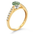 thumbnail image 3 of Gem Stone King 10K Yellow and White Gold Oval Green Sapphire and White Lab Grown Diamond Engagement Ring for Women (0.73 Cttw, Gemstone September Birthstone, Available in Size 5, 6, 7, 8, 9), 3 of 4