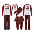thumbnail image 2 of Seyurigaoka Parents Children's Suits Long Sleeves Patchwork Christmas Hat Printed Snowflake Letter Shirt Check Pattern Trousers, 2 of 5