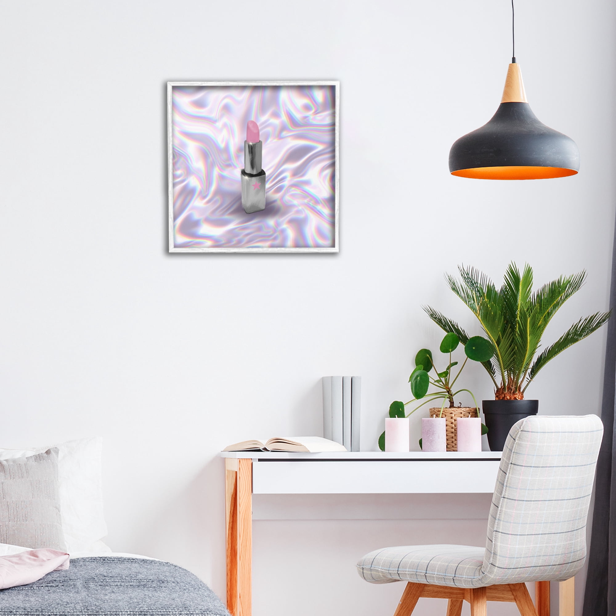 Stupell Industries Iridescent Icon Lipstick White Framed Giclee Art, design by Matthew Piotrowicz