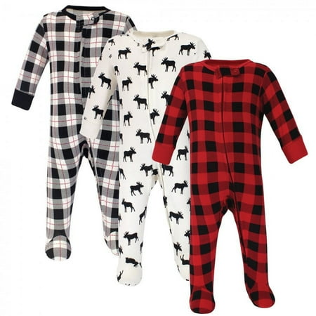 UPC: 0660168599688 | Hudson Baby Infant Boy Cotton Zipper Sleep and Play 3pk Moose 6-9 Months