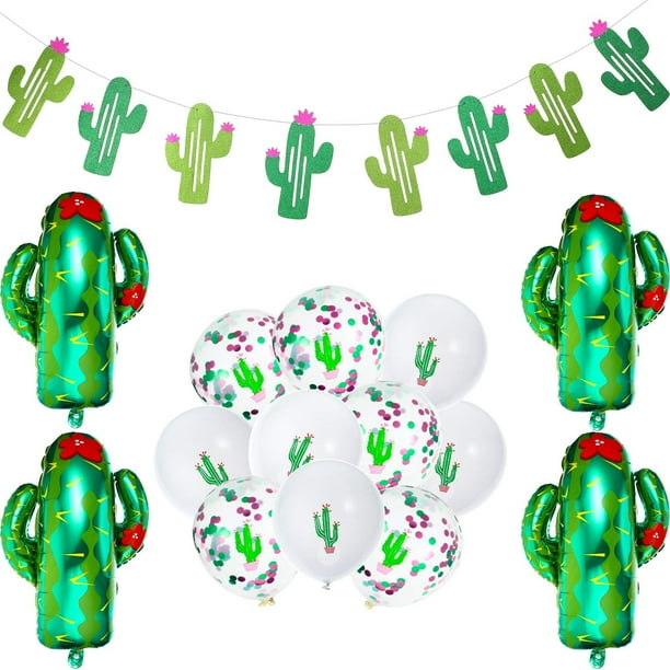 Cactus Party Decoration, Cactus Banner, 10 Piece Cactus Latex Confetti