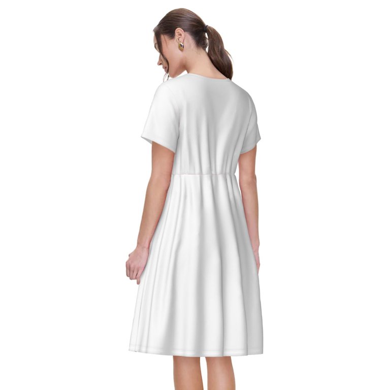 short white spandex dress Off-Shoulder Cotton strapless dress with Pockets for Women