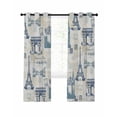 thumbnail image 7 of Eiffel Tower Blackout Curtains for Bedroom, European Architectural Retro Hand-Painted Thermal Insulated Kitchen Drapes with Grommets, Light Blocking Window Treatment, 2 Panels 52" x 96", 7 of 7