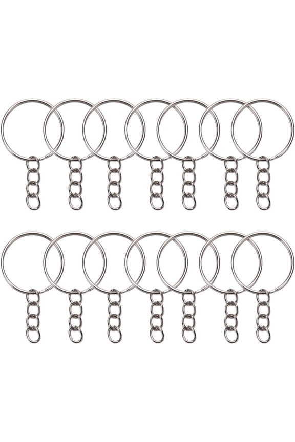Personalized 100Pcs Round Keychains Attachment Keyring Keychain Split Jump Rings Bulk Ring DIY Jewelry Key Chain Craft for Women Men Key Chain Accessories (Size : 25mm)