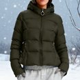 thumbnail image 4 of Inleife Short Jackets for Women Fall And Winter Clothing Solid Color Hooded Zipper Windproof Warm Coat, 4 of 6