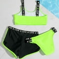 thumbnail image 4 of HAYIMI Child Casual Girls Swimwear Set 3 Piece Bikini Tops And Bottom With Sports Bra Trendy Letter Print Kids Two Piece Swimsuit For Beach Pool Summer Fashionable Fashion Bathing Suit, 4 of 6