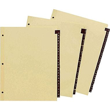 staples alphabetical leather tab dividers black 8 1 2 x 11 a z