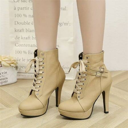 

UTTOASFAY Clearance Shoes Women Boots Belt Buckle High-Heeled Women S Shoes with Cross Straps Women S Short Boots Rollbacks