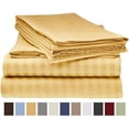 thumbnail image 1 of Ensemble de Draps de Lit Deluxe Rayé 1800 Prestige Doux et Confortable, Full Or, 1 of 1