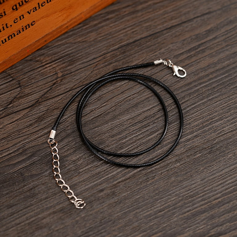 FaithHeart Braided Leather Cord Necklace for Men 3MM Black Woven Wax Rope  Chain Jewelry 