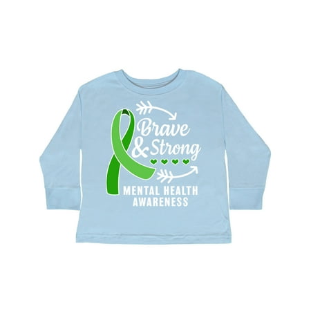 

Inktastic Mental Health Awareness Brave and Strong with Arrows Gift Toddler Boy or Toddler Girl Long Sleeve T-Shirt