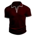 thumbnail image 4 of Fewfanhot Men's Ribbed Knit Collared Short Sleeve Top, Casual Button Placket Shirt with White Trim, Breathable Summer Tee Tops, S-2XL, 4 of 8