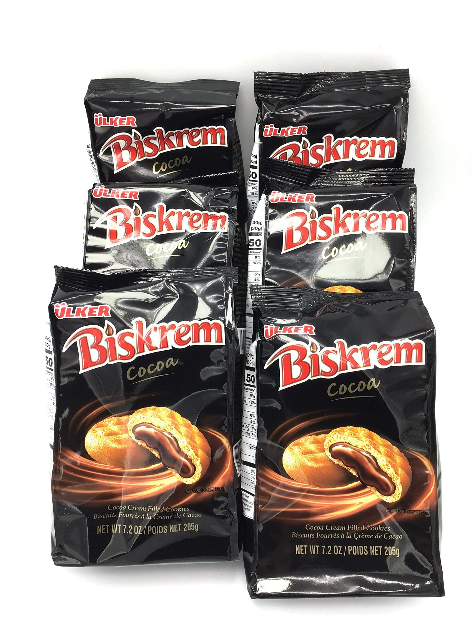 Ulker Biskrem 7.02oz each Pack of 6 Cocoa Cream Filled Cookies ( 205gr)